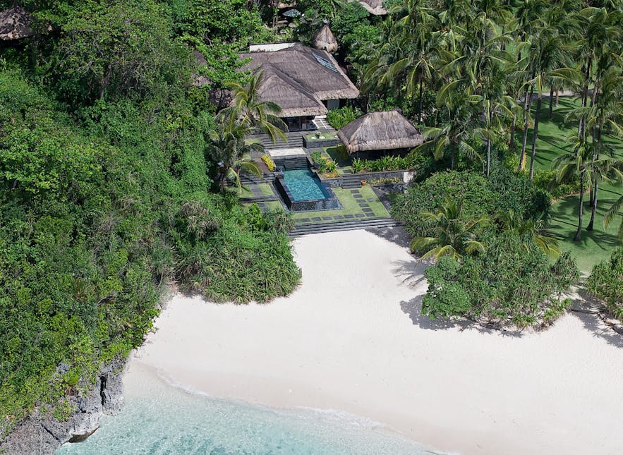 Aerial view of a beachside villa in Shangri-La’s Boracay Resort & Spa
