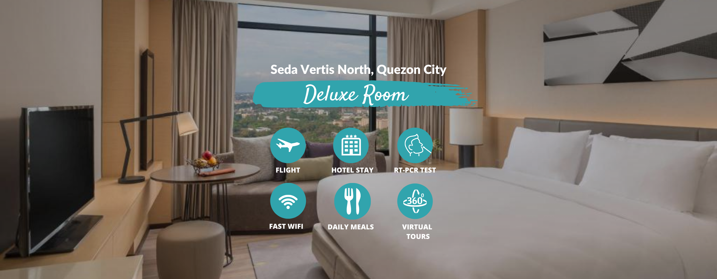 Manila Quarantine from LAX at Seda Vertis North with Philippine Airlines, Meals & Virtual Tours
