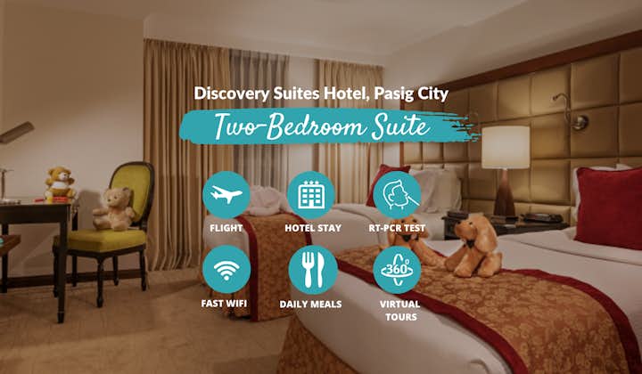 Manila Quarantine from LAX at Discovery Suites with Philippine Airlines | 2BR, Meals & Virtual Tours