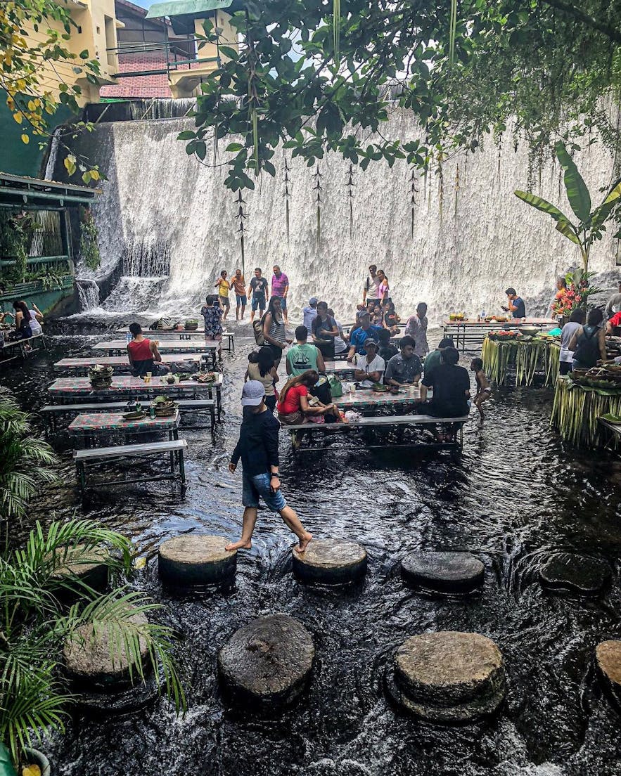 Villa Escudero's waterfall restaurant