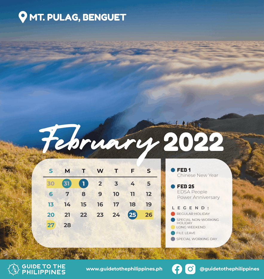 Guide to the Philippines 2022 February Calendar with Holidays