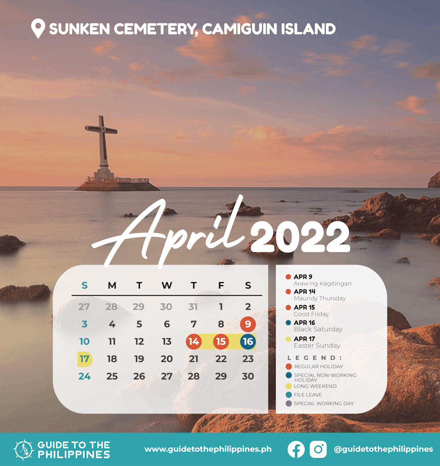 Guide to the Philippines 2022 April Calendar with Holidays