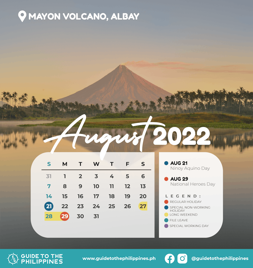 Guide to the Philippines 2022 August Calendar with Holidays