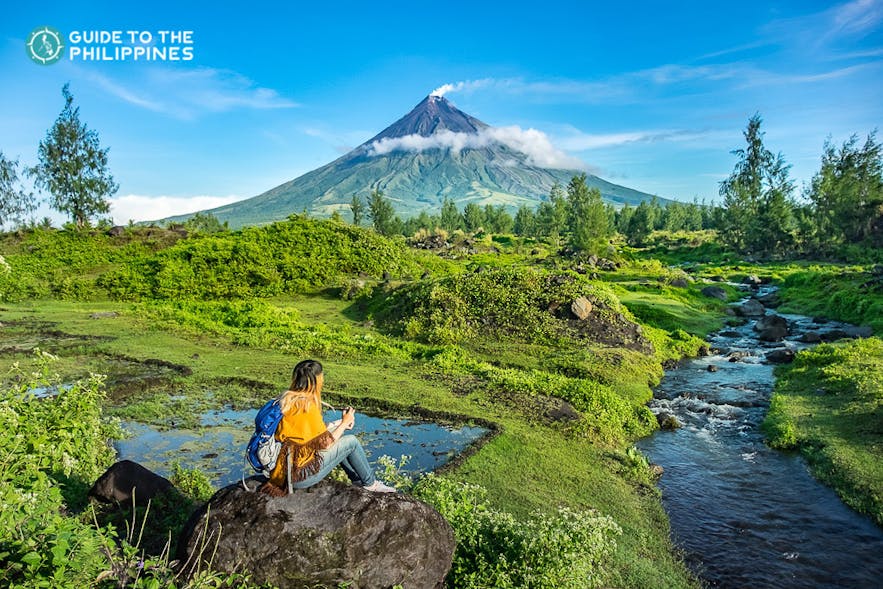 Backpacker by Mayon Volcano