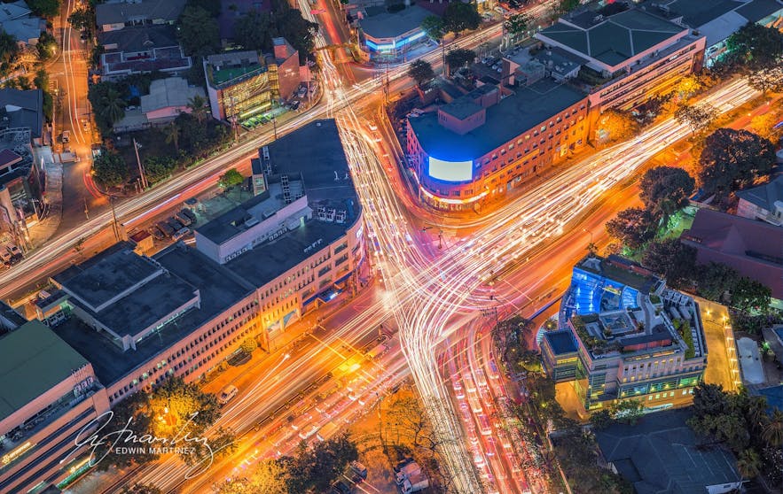 Aerial view of a busy road in Makati City