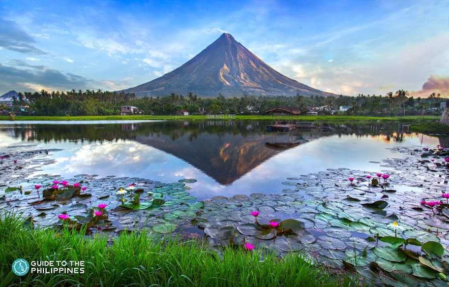 Reflection of Mayon Volcano on a lake