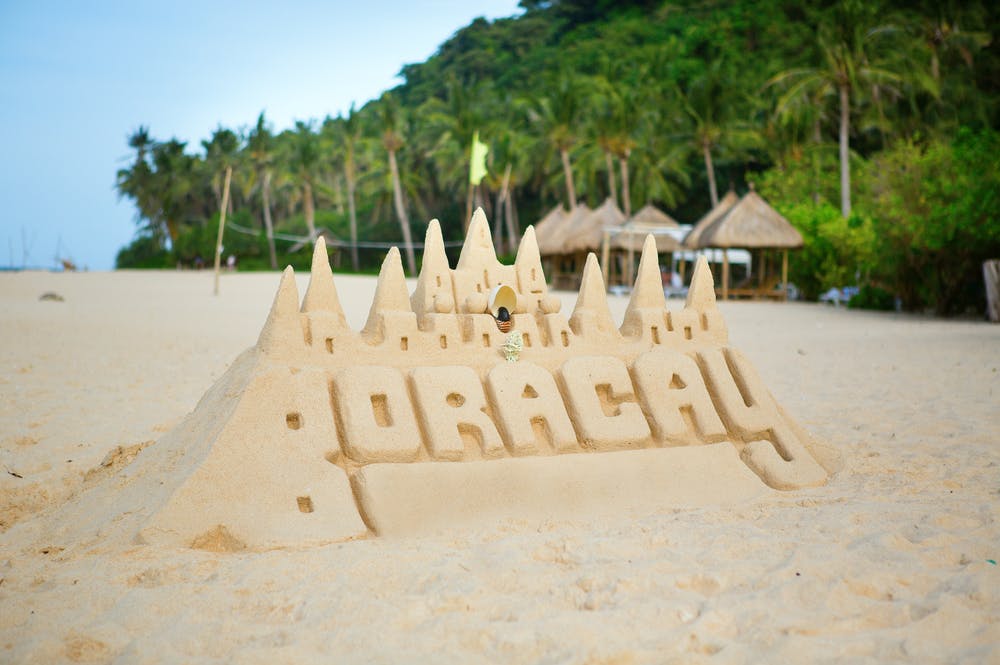 Sand castle art in Boracay Island, Philippines