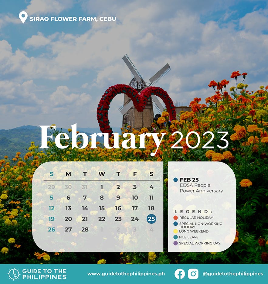 Guide to the Philippines 2023 February Calendar with Holidays and Long Weekends