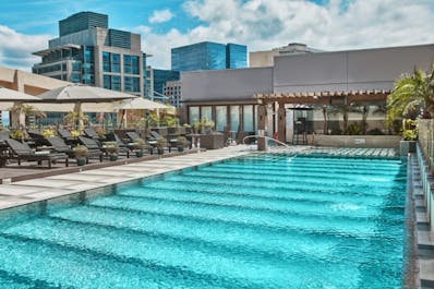Take a dip at the outdoor swimming pool of Holiday Inn & Suites Makati, Philippines