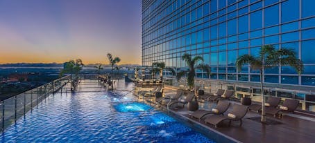 Dive into the outdoor sswimming pool of Richmonde Hotel with picturesque skyline views, the pool area offers a refreshing resort vibe in the heart of the city