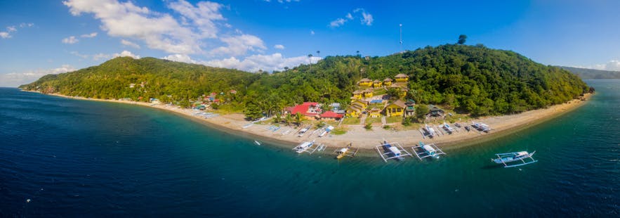 Drone shot of Buceo Anilao Beach and Dive Resort