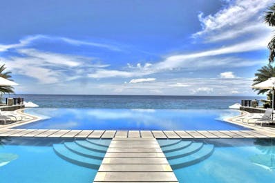 Infinity pool of Acuatico Beach Resort in Laiya Beach, Batangas