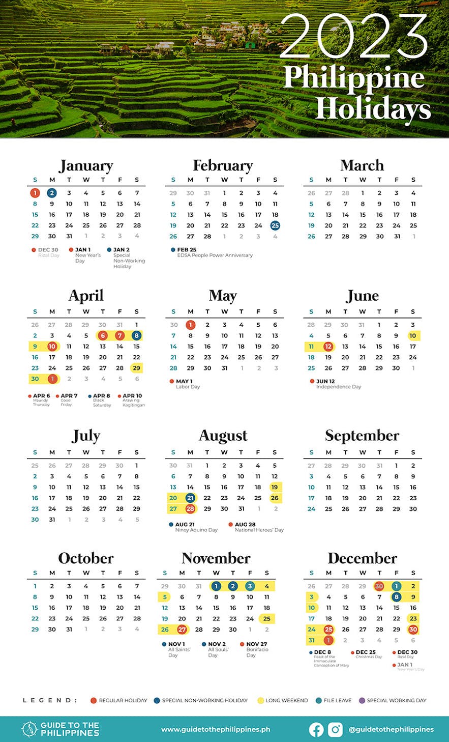 Guide to the Philippines 2023 Calendar with Holidays and Long Weekends