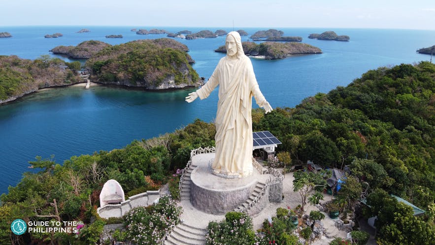 Aerial of Christ the Savior Statue in Pangasinan