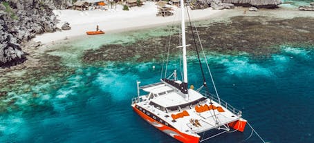 El Nido Seacret Luxury Catamaran Yacht Whole-Day Shared Island Hopping Tour with Transfers
