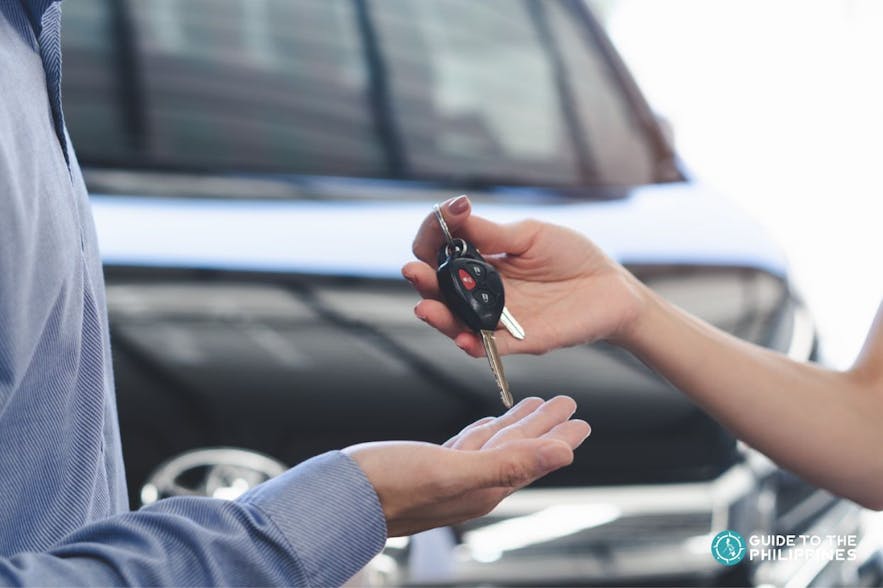 Claiming car keys from a car rental