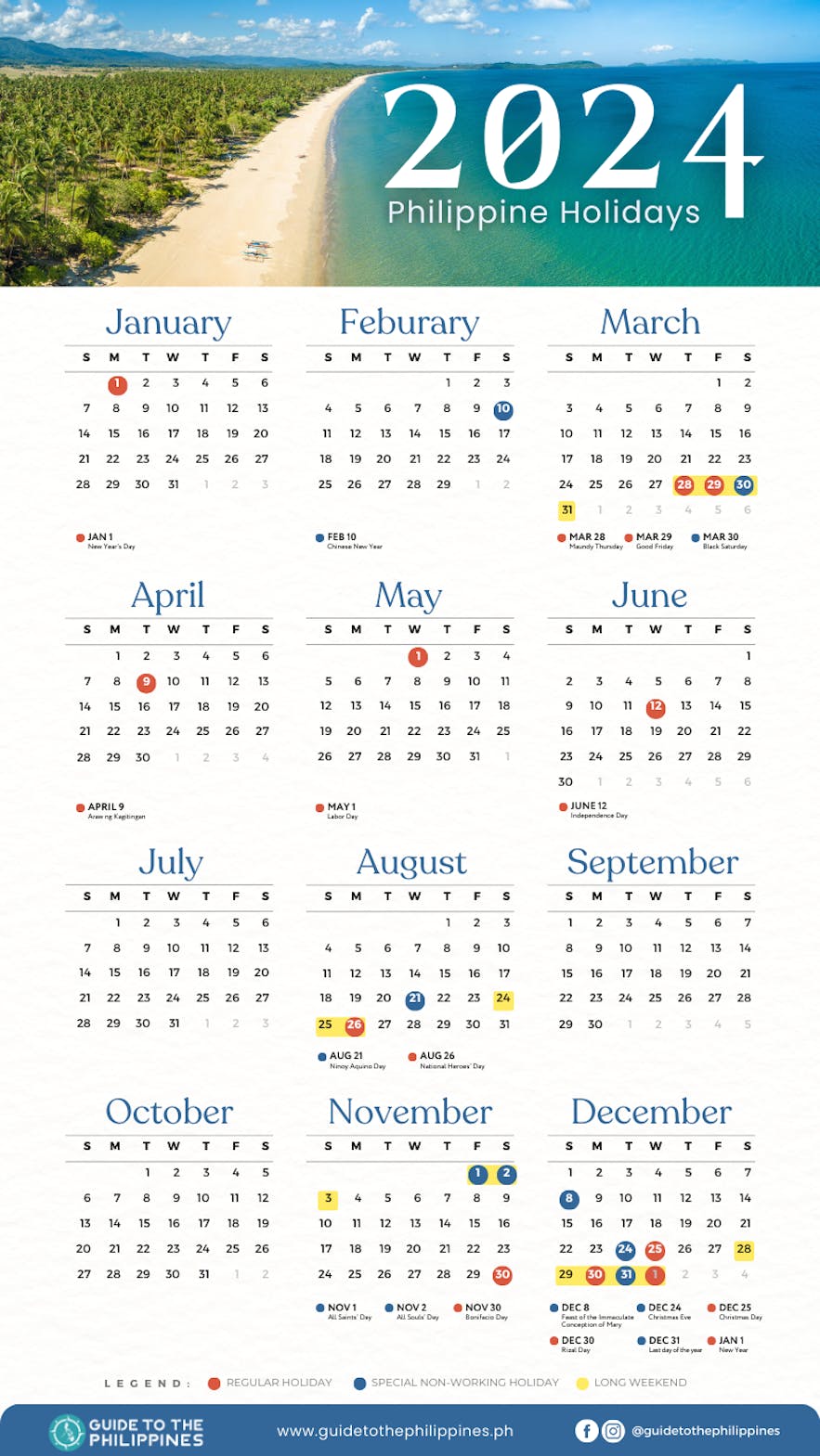 2024 Holiday Calendar Philippines Proclamation Date Format Holidays