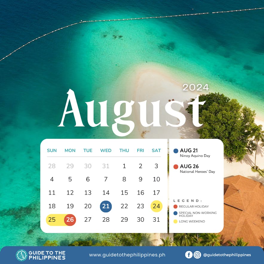 2024 Philippines August holiday calendar
