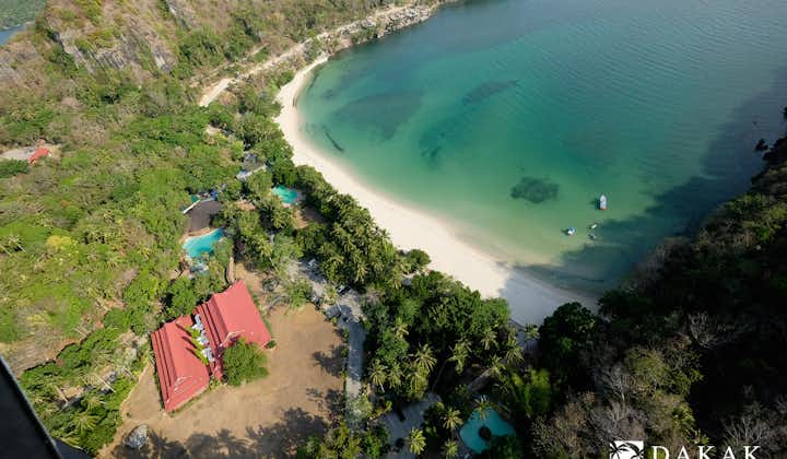 Aerial view of Dakak Resort from a helicopter
