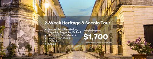 Amazing 2-Week Heritage & Scenic Tour to llocos, Mt. Pinatubo, Baguio, Sagada & Bohol Package