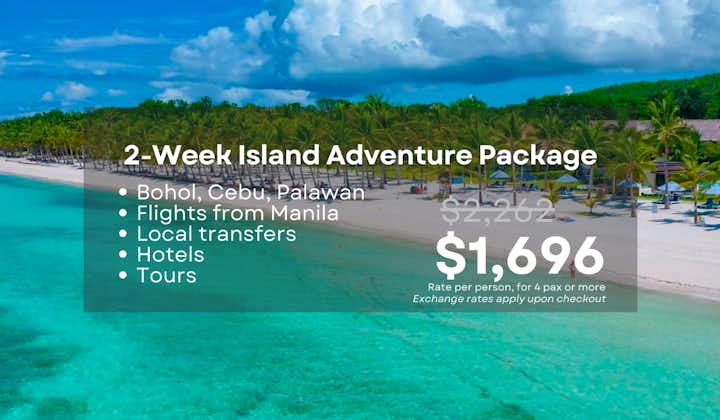 Fun-Filled 2-Week Island Adventure to Bohol, Cebu & Palawan Package from Manila