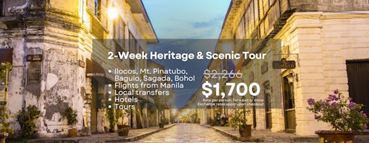 Amazing 2-Week Heritage & Scenic Tour to llocos, Mt. Pinatubo, Baguio, Sagada & Bohol Package