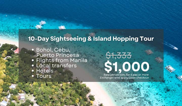 Incredible 10-Day Sightseeing & Island Hopping Tour to Bohol, Cebu & Puerto Princesa from Manila