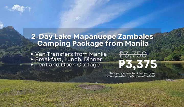 2-Day Lake Mapanuepe Zambales Camping Package with Tent & Van Transfers from Manila