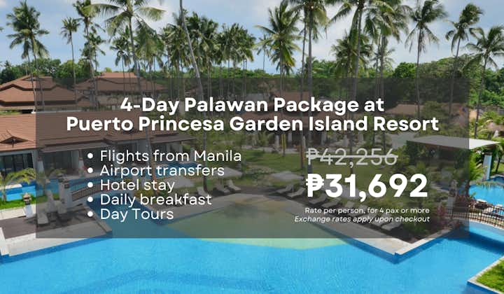 Exciting 4-Day Palawan Package at Puerto Princesa Garden Island Resort with Tours & Manila Airfare