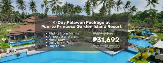 Exciting 4-Day Palawan Package at Puerto Princesa Garden Island Resort with Tours & Manila Flights