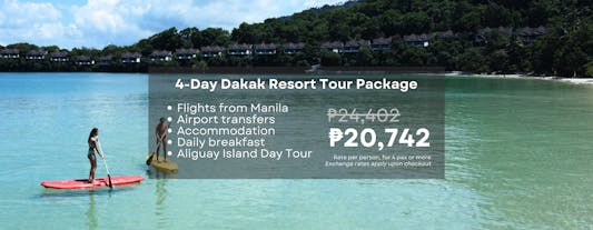 4-Day Relaxing Dakak Resort Island Tour Package in Dapitan Zamboanga del Norte with Airfare