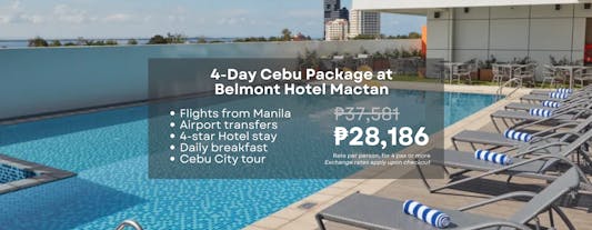 Relaxing 4-Day Cebu Package at Belmont Hotel Mactan with Airfare from Manila & Airport Transfers