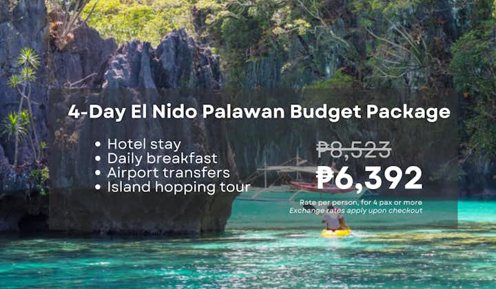 4-Day El Nido Palawan Budget Package with Hotel, Island Hopping Tour & Daily Breakfast