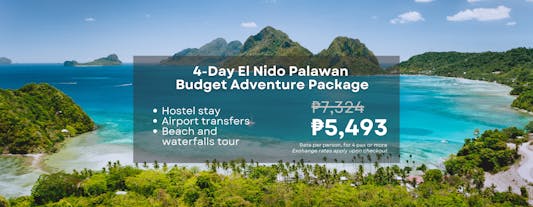 4-Day Beaches & Waterfalls Budget Adventure Package to El Nido Palawan with Happiness Hostel