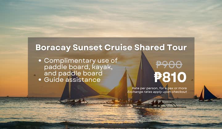 Boracay Sunset Cruise with Snorkeling Gear, Kayak, Paddle Board & Mermaid Tail