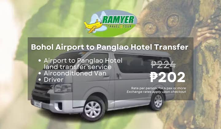 Bohol Airport to or from Any Panglao Hotel Transfer Service