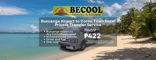 Coron Busuanga Palawan Airport to or from Any Hotel in Coron Town Private Van Transfer Service