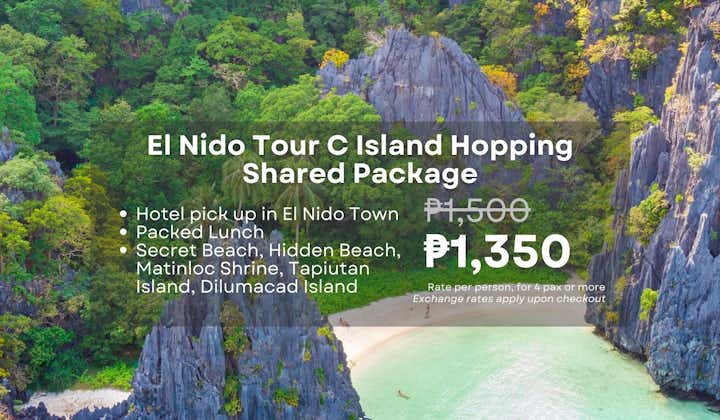Palawan El Nido Shared Island Hopping Tour C with Lunch & Transfers |  Secret Beach, Hidden Beach