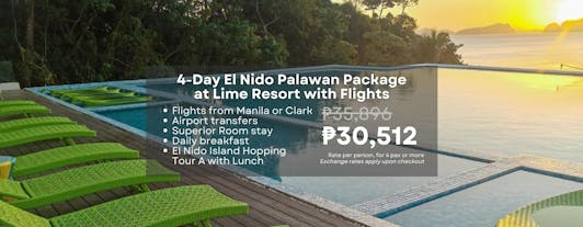 Hassle-Free 4-Day El Nido Palawan Package at Lime Resort with Airfare from Manila or Clark