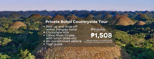 Bohol Chocolate Hills Countryside Private Tour with Transfers & Add-on Loboc River Cruise Lunch