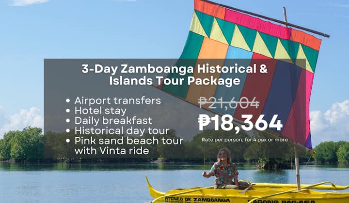 Fun 3-Day Zamboanga Tour Package to Pink Beach & Historical Sites with Hotel, Breakfast & Transfers