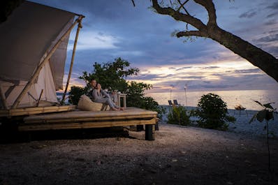 Have a comfortable overnight stay in a glamping tent in Bluewater Sumilon in Cebu