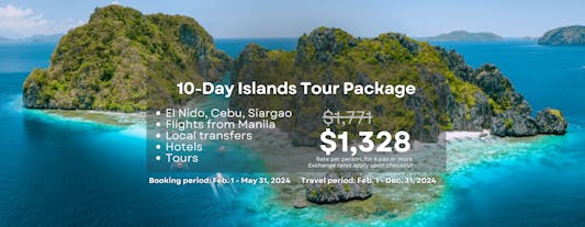 Unforgettable 10-Day Islands Tour Package to El Nido, Cebu & Siargao from Manila