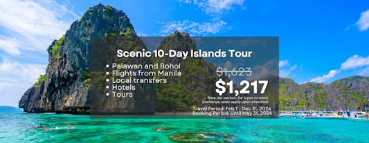 Scenic 10-Day Island Tour Package to Palawan & Bohol from Manila