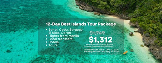 Breathtaking 12-Day Islands Tour Package to Palawan's El Nido & Coron, Boracay, Bohol & Cebu