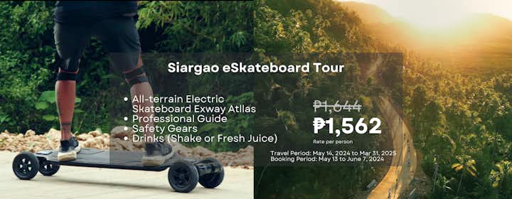 Siargao eSkateboard Tour to Top Land Attractions with Guide & Safety Gear
