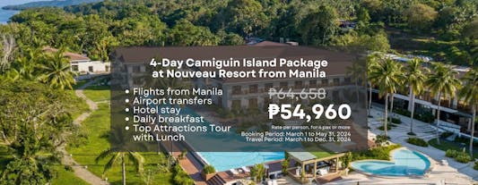 Stress-Free 4-Day Camiguin Island Package at Nouveau Resort with Flights from Manila, Tour & Transfe