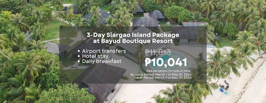 3-Day Fuss-Free Island Package to Siargao at Bayud Boutique Resort with Transfers & Breakfast