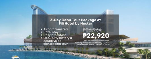 Hassle-Free Cebu Package at Fili Hotel by Nustar with Sightseeing Tour, Breakfast & Transfers
