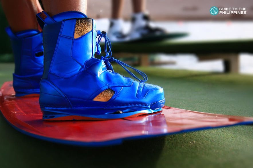 Wakeboarding boots and board